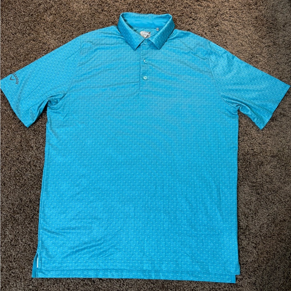 Callaway Golf Opti Dri Aqua Print Polo Shirt Men’s Medium EUC